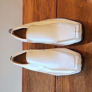 Antonio Zengara‎ Men's White Leather Dress Shoes Size 8 1/2 M Slip On Shoes